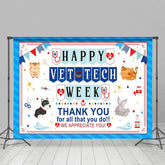 Aperturee - Aperturee Blue Stripe Happy Vet Tech Week Thank You Backdrop